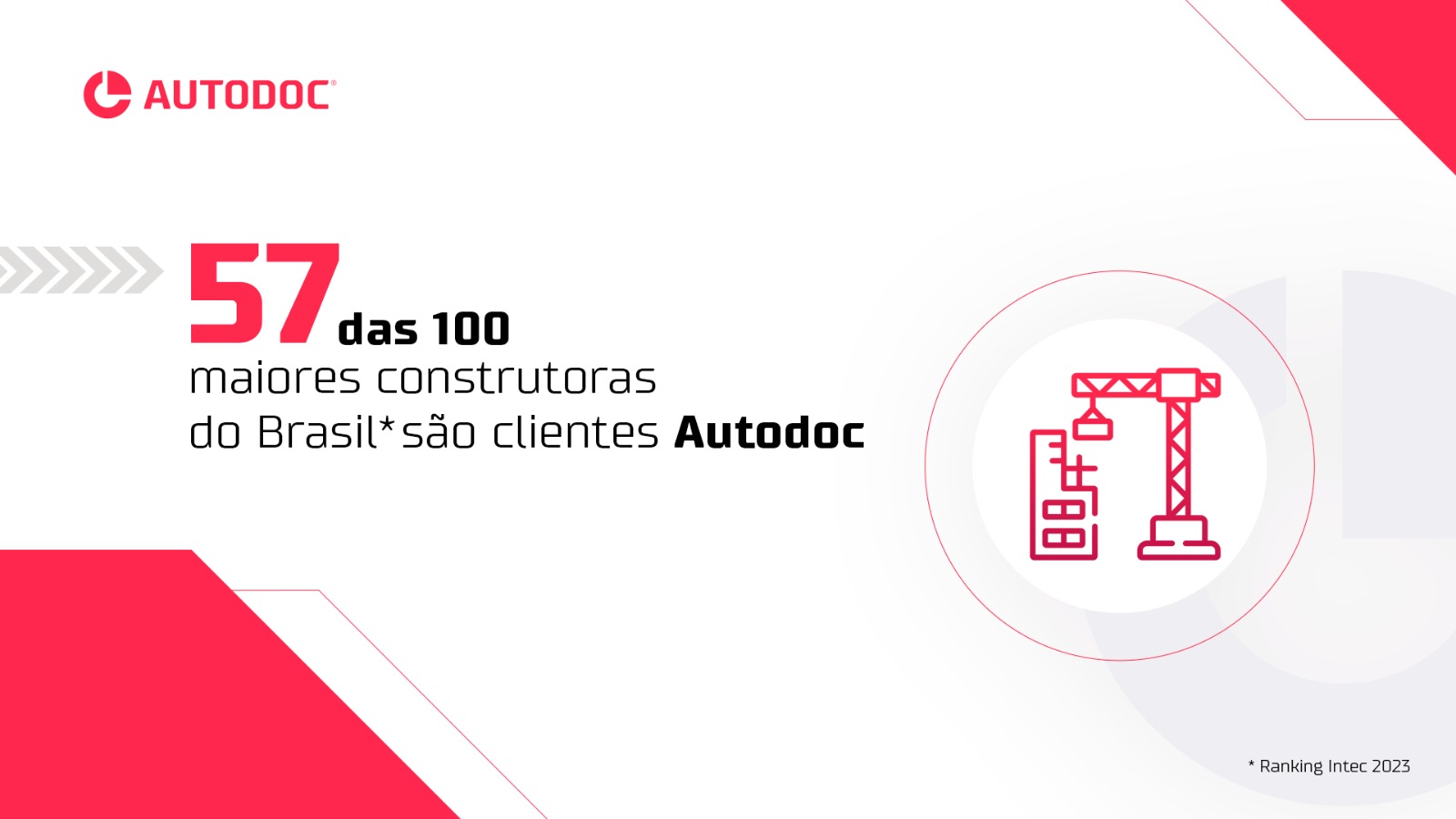 Das 100 Maiores Construtoras do Brasil, 57 são clientes Autodoc